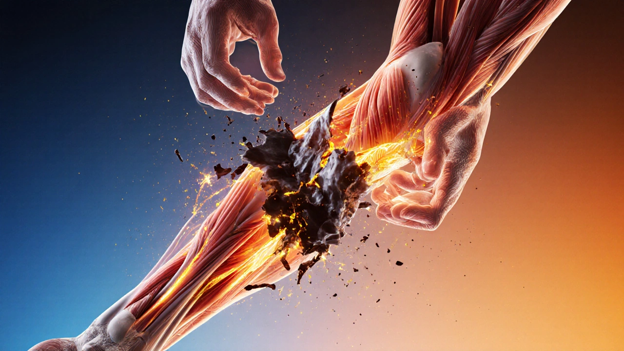 Концептуално изображение на мускулни влакна с възстановяващ кръвен поток.