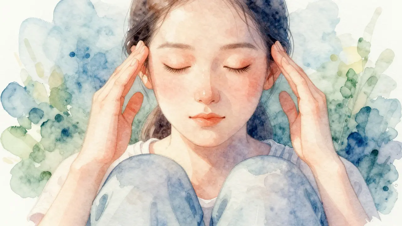 Човек извършва дихателно упражнение 4-7-8.